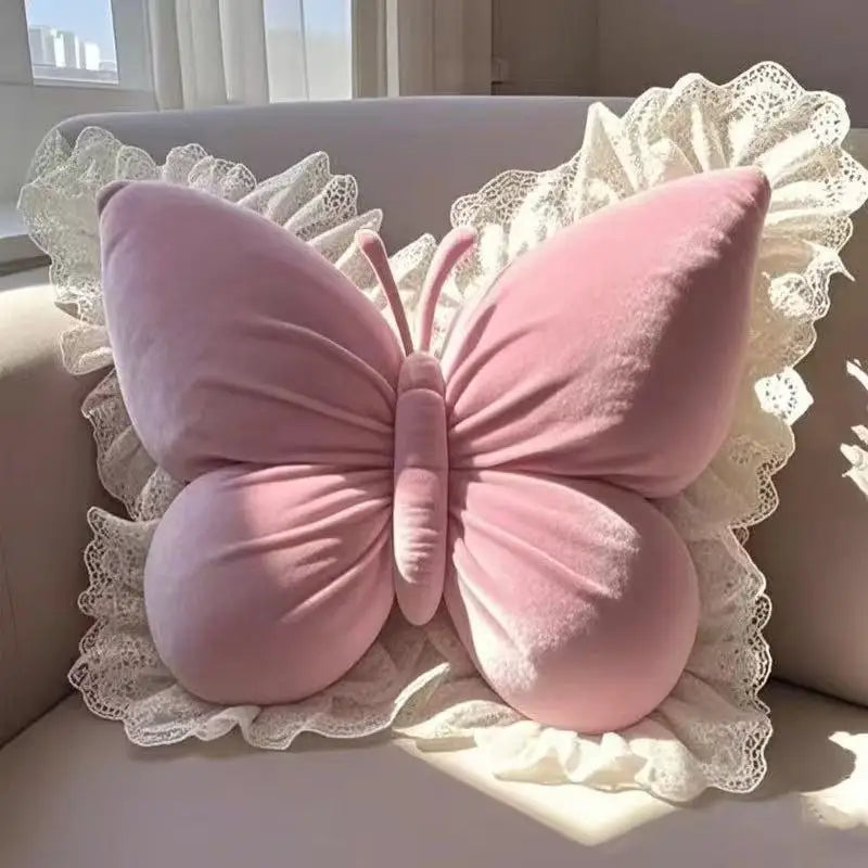 Luna Plush Decorative Pillow - Soft Velvet Butterfly Throw Pillow for Couch