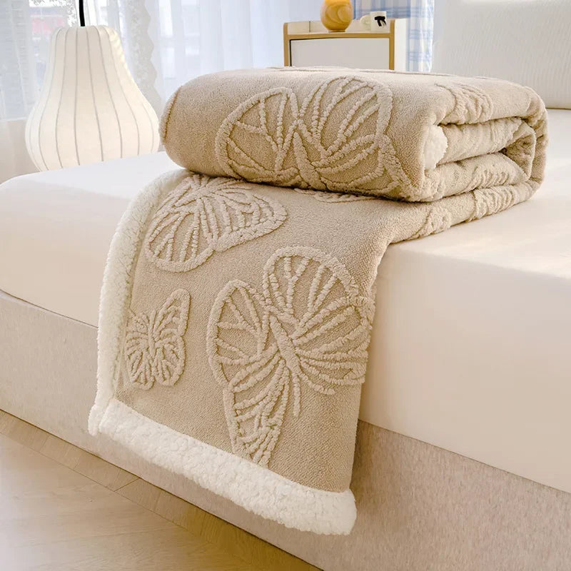 Luna Plush Fleece Throw Blanket - Soft Sherpa Lined Design