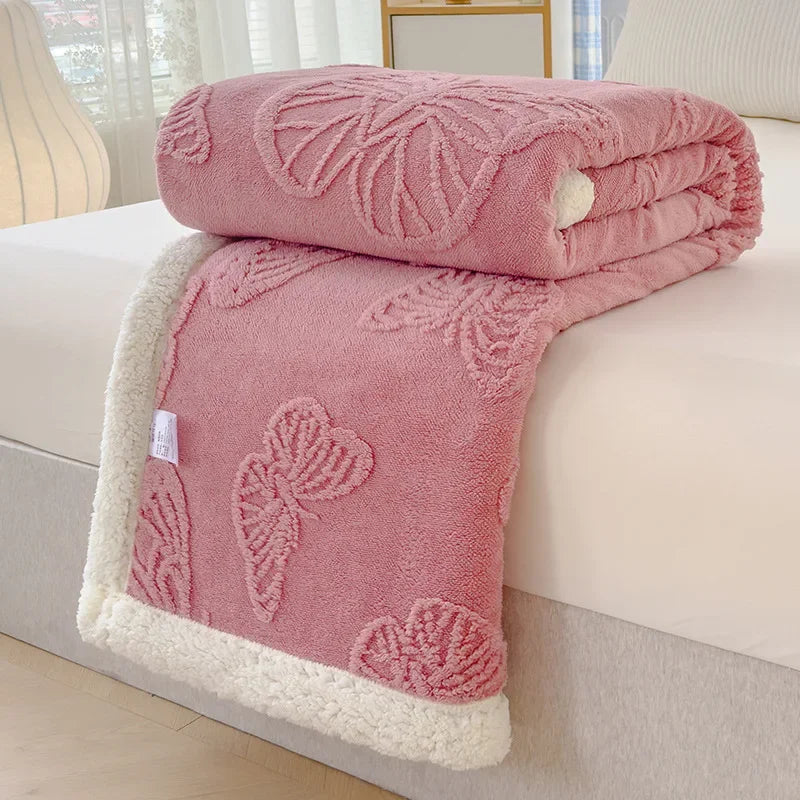 Luna Plush Fleece Throw Blanket - Soft Sherpa Lined Design