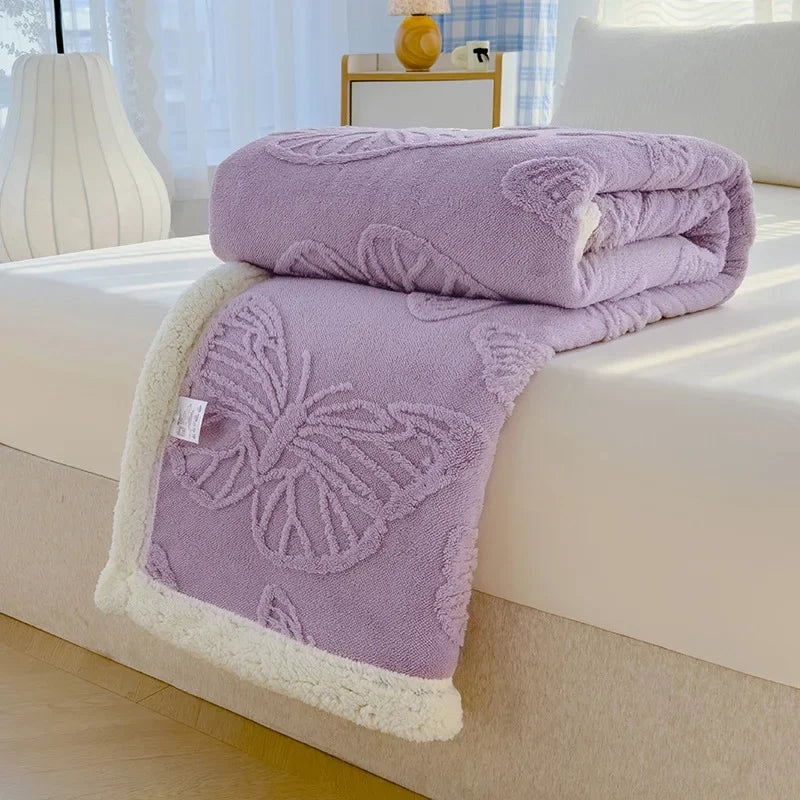 Luna Plush Fleece Throw Blanket - Soft Sherpa Lined Design