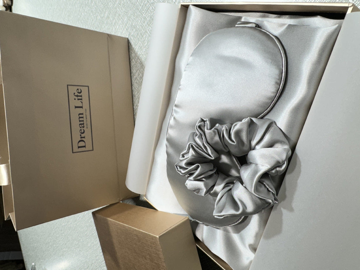Luxury Silk Sleep Set - 100% Mulberry Silk Pillowcase, Eye Mask & Scrunchie