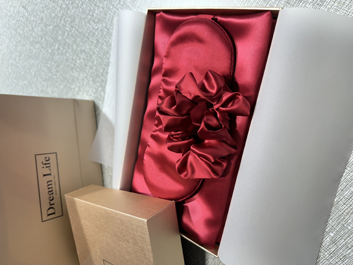 Luxury Silk Sleep Set - 100% Mulberry Silk Pillowcase, Eye Mask & Scrunchie