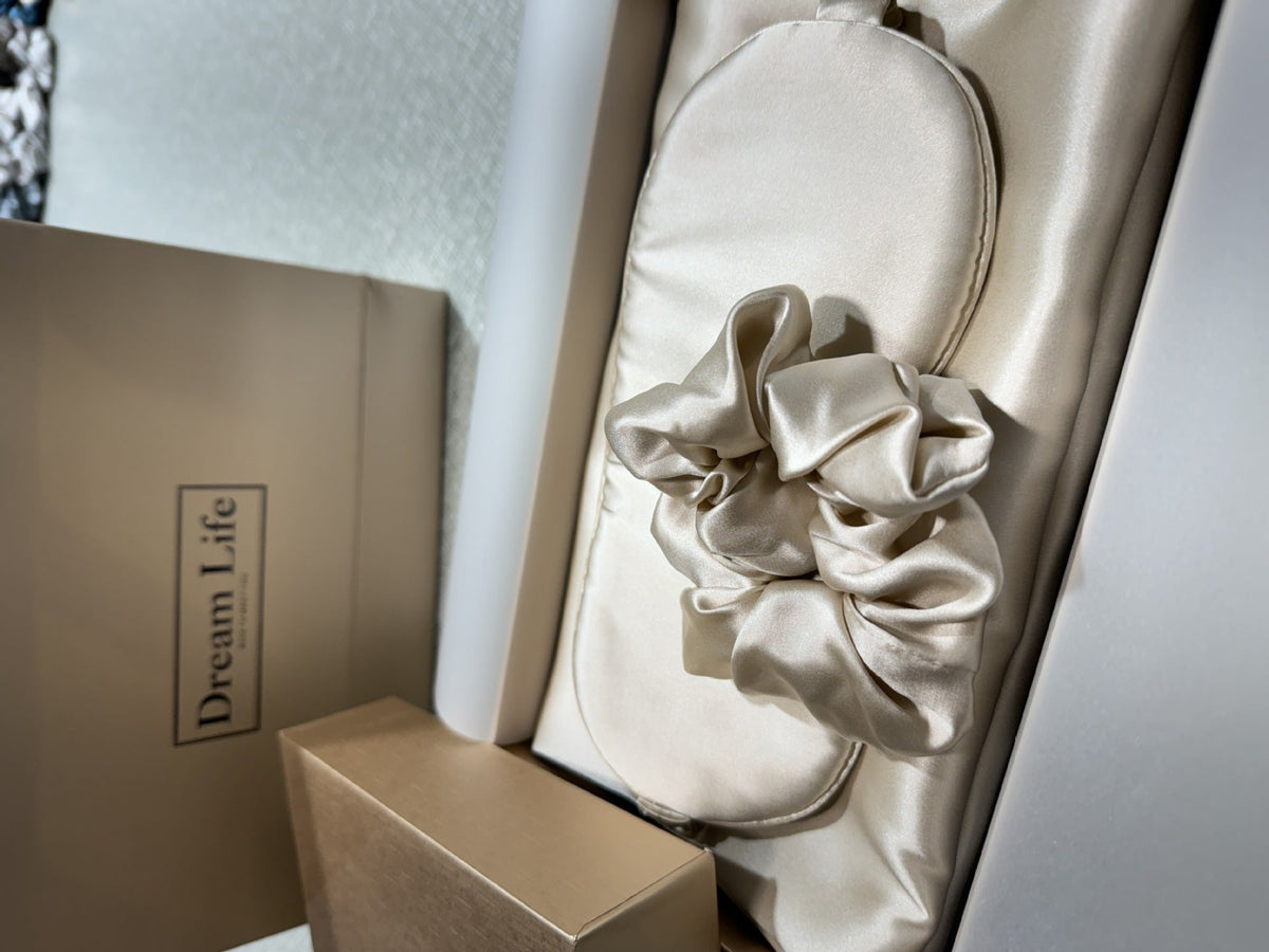 Luxury Silk Sleep Set - 100% Mulberry Silk Pillowcase, Eye Mask & Scrunchie