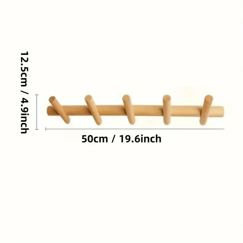 Maeve - Wall Mounted Coat Rack with Solid Oak Shelves and Hooks