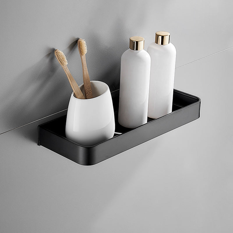 Matte Black Aluminum Bathroom Shelf - Wall Mounted Storage Solution