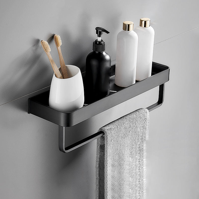 Matte Black Aluminum Bathroom Shelf - Wall Mounted Storage Solution
