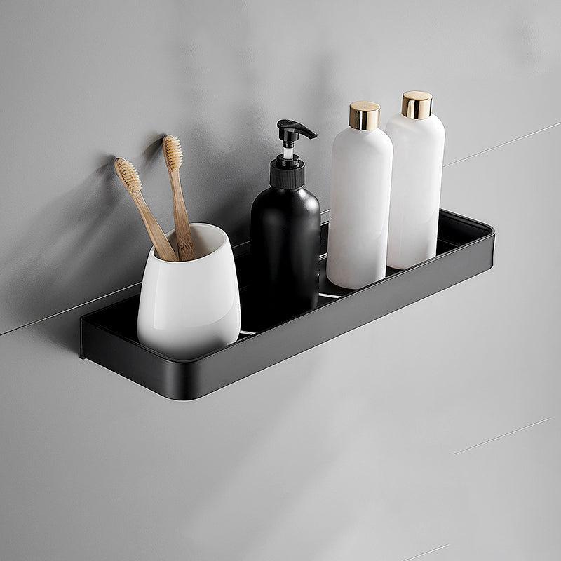 Matte Black Aluminum Bathroom Shelf - Wall Mounted Storage Solution