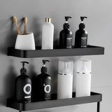 Matte Black Aluminum Bathroom Shelf - Wall Mounted Storage Solution