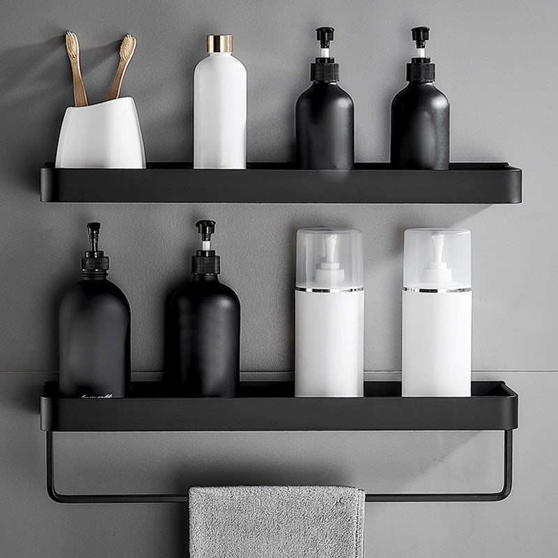 Matte Black Aluminum Bathroom Shelf - Wall Mounted Storage Solution