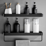 Matte Black Aluminum Bathroom Shelf - Wall Mounted Storage Solution