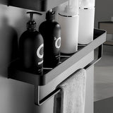 Matte Black Aluminum Bathroom Shelf - Wall Mounted Storage Solution
