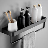 Matte Black Aluminum Bathroom Shelf - Wall Mounted Storage Solution
