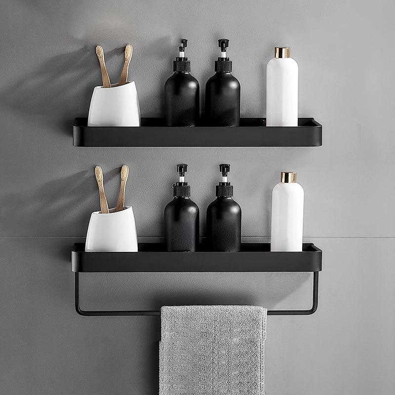 Matte Black Aluminum Bathroom Shelf - Wall Mounted Storage Solution