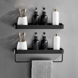 Matte Black Aluminum Bathroom Shelf - Wall Mounted Storage Solution