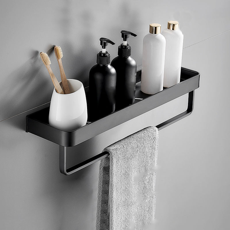 Matte Black Aluminum Bathroom Shelf - Wall Mounted Storage Solution