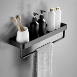 Matte Black Aluminum Bathroom Shelf - Wall Mounted Storage Solution