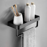 Matte Black Aluminum Bathroom Shelf - Wall Mounted Storage Solution