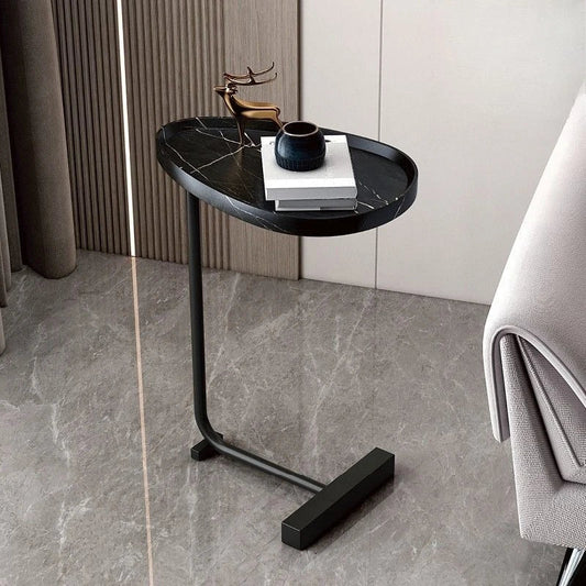 Modern C-Shaped Side Table - Portable Bedside Table for Small Spaces