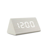 Modern LED Alarm Clock - Digital Wood Design with Voice Control & Adjustable Brightness