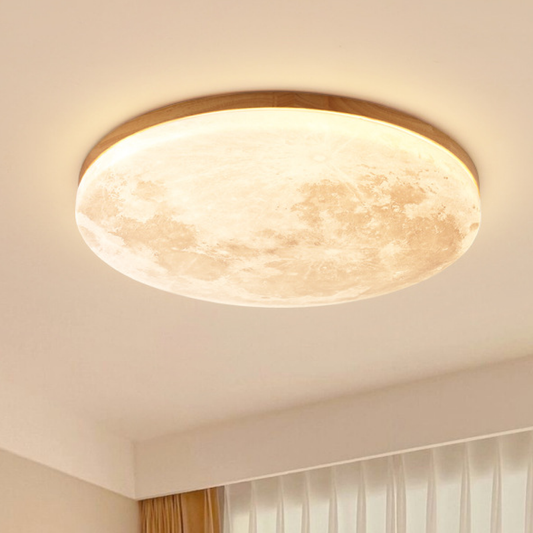 Modern Moon Flush Mount Ceiling Light - Dimmable LED Fixture