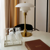 Modern Table Lamp - Minimalist Glass Shade & Warm Light for Bedside or Desk