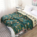 Nordic Elegance - Reversible Cotton Throw Blanket with Bird Design