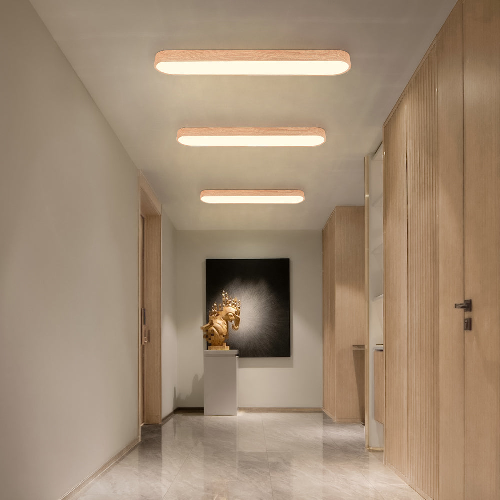 Nordic Glow - LED Flush Mount Ceiling Light with Wood Accent