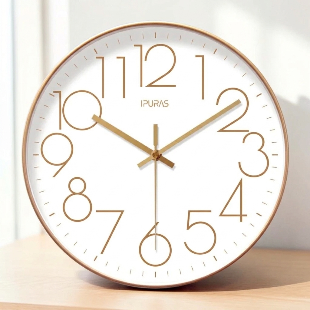 Nordic Minimalist Wall Clock - Silent Quartz Movement, Modern Design
