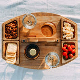 Oak Wood Picnic Wine Table for Bottle, Glasses and Snacks 5