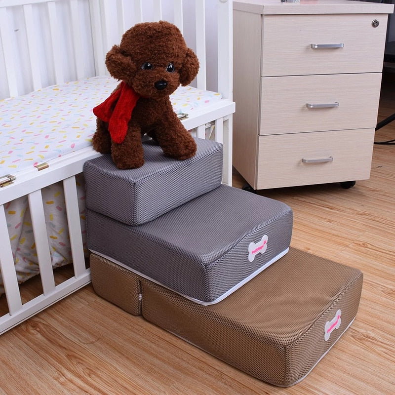 Orthopedic Dog Steps for Bed - Two-Tier Foam Design for Safe Access