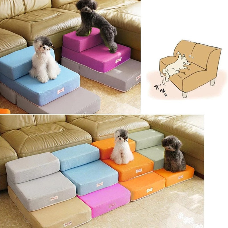 Orthopedic Dog Steps for Bed - Two-Tier Foam Design for Safe Access