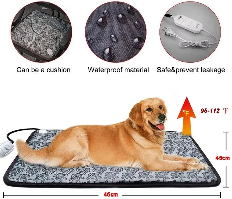 PawTherm Heated Pet Mat - Temperature Control & Waterproof Design