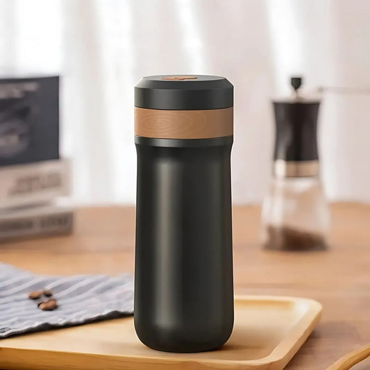 Portable French Press Coffee Maker - Double-Wall Insulated Travel Coffee Brewer