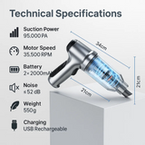 Powerful Cordless Car Vacuum Cleaner with 6 Attachments