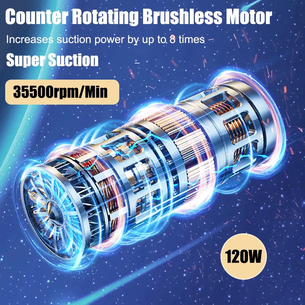 Powerful Cordless Car Vacuum Cleaner with 6 Attachments