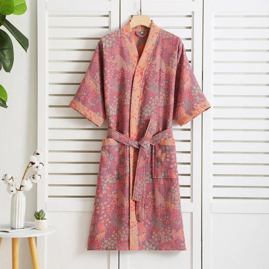 Rosewood Charm - Luxury Cotton Dressing Gown for Women