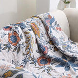 Rustic Flora - 100% Cotton Floral Throw Blanket with Tassels