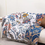 Rustic Flora - 100% Cotton Floral Throw Blanket with Tassels