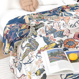 Rustic Flora - 100% Cotton Floral Throw Blanket with Tassels