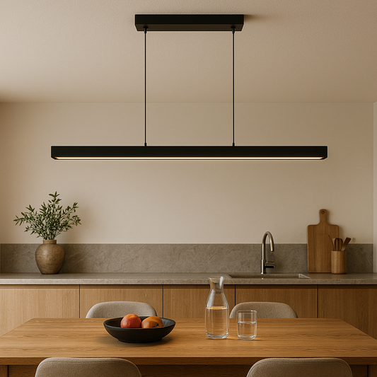 Scandi Minimalist Linear Pendant Light with Adjustable Height