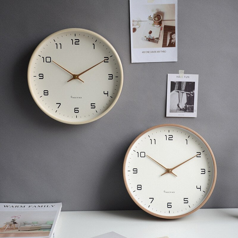 Scandinavian Minimalist Wooden Wall Clock - Silent Kitchen Clocks