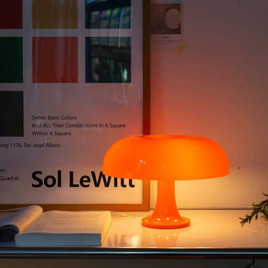 Scandinavian Mushroom Table Lamp - Stylish Dome Shade for Bedside or Desk