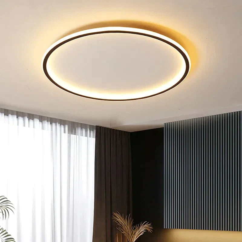 Scandinavian Round LED Ceiling Light - Modern Flush Mount Fixture with Dimmable Options