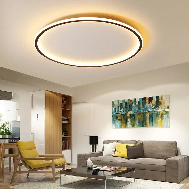 Scandinavian Round LED Ceiling Light - Modern Flush Mount Fixture with Dimmable Options