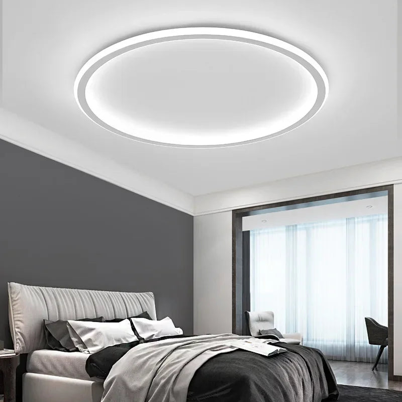 Scandinavian Round LED Ceiling Light - Modern Flush Mount Fixture with Dimmable Options