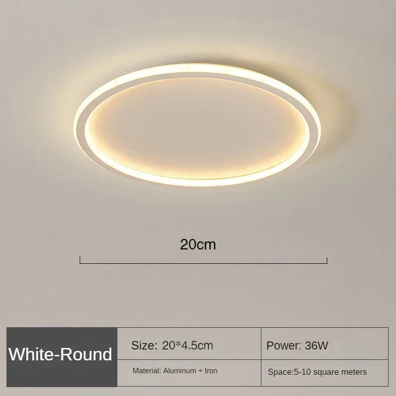 Scandinavian Round LED Ceiling Light - Modern Flush Mount Fixture with Dimmable Options