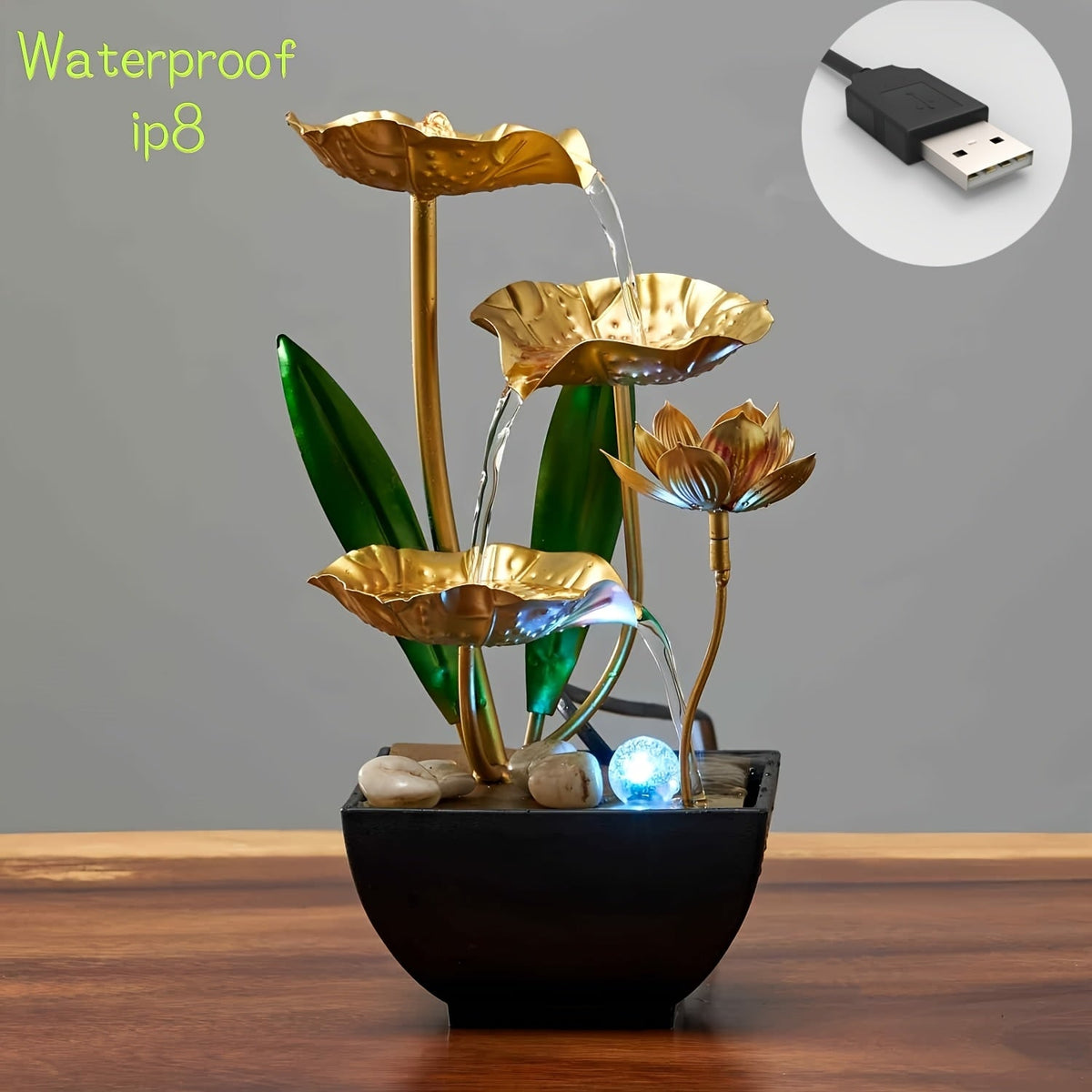 Serene Lotus - Indoor Water Fountain with LED Lighting