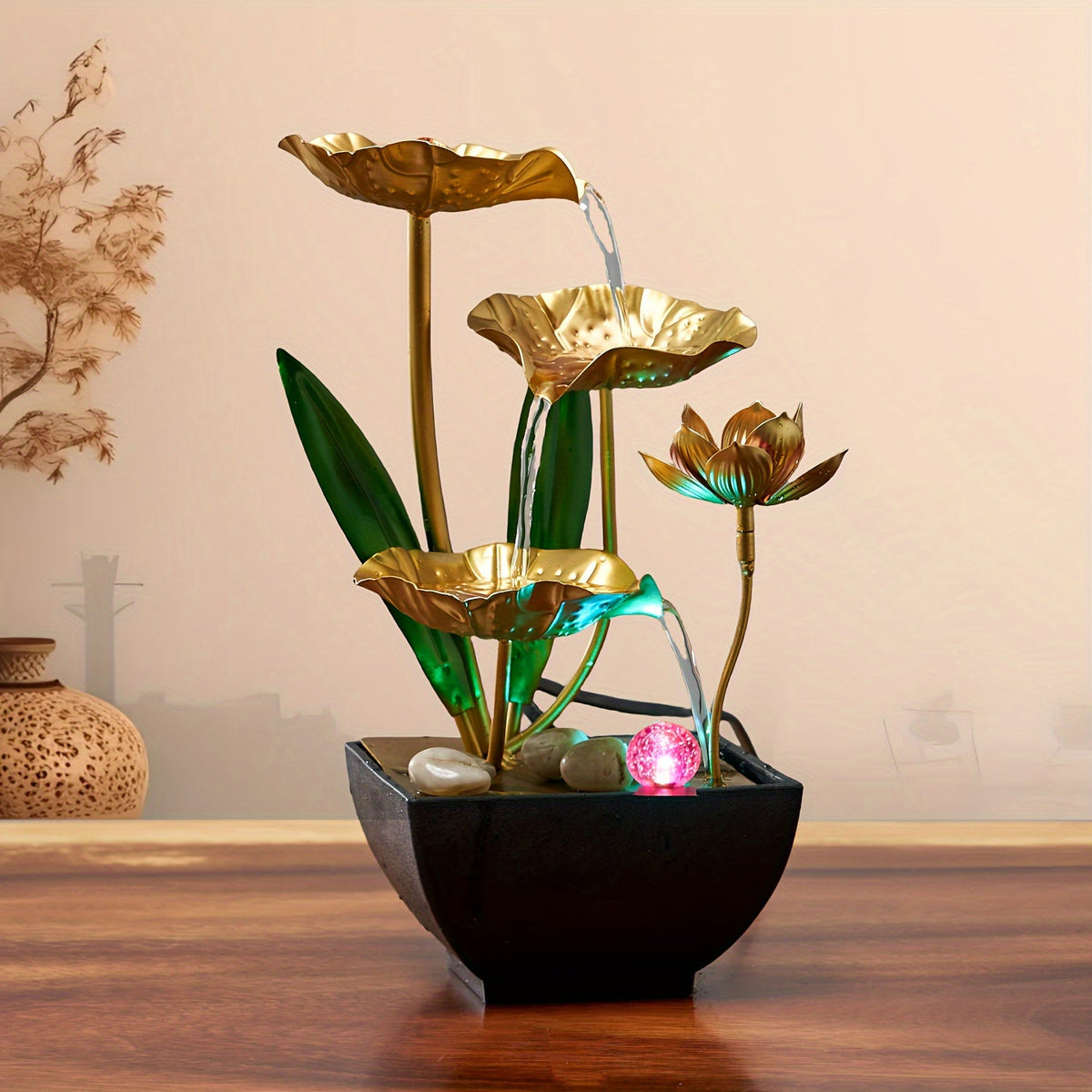 Serene Lotus - Indoor Water Fountain with LED Lighting
