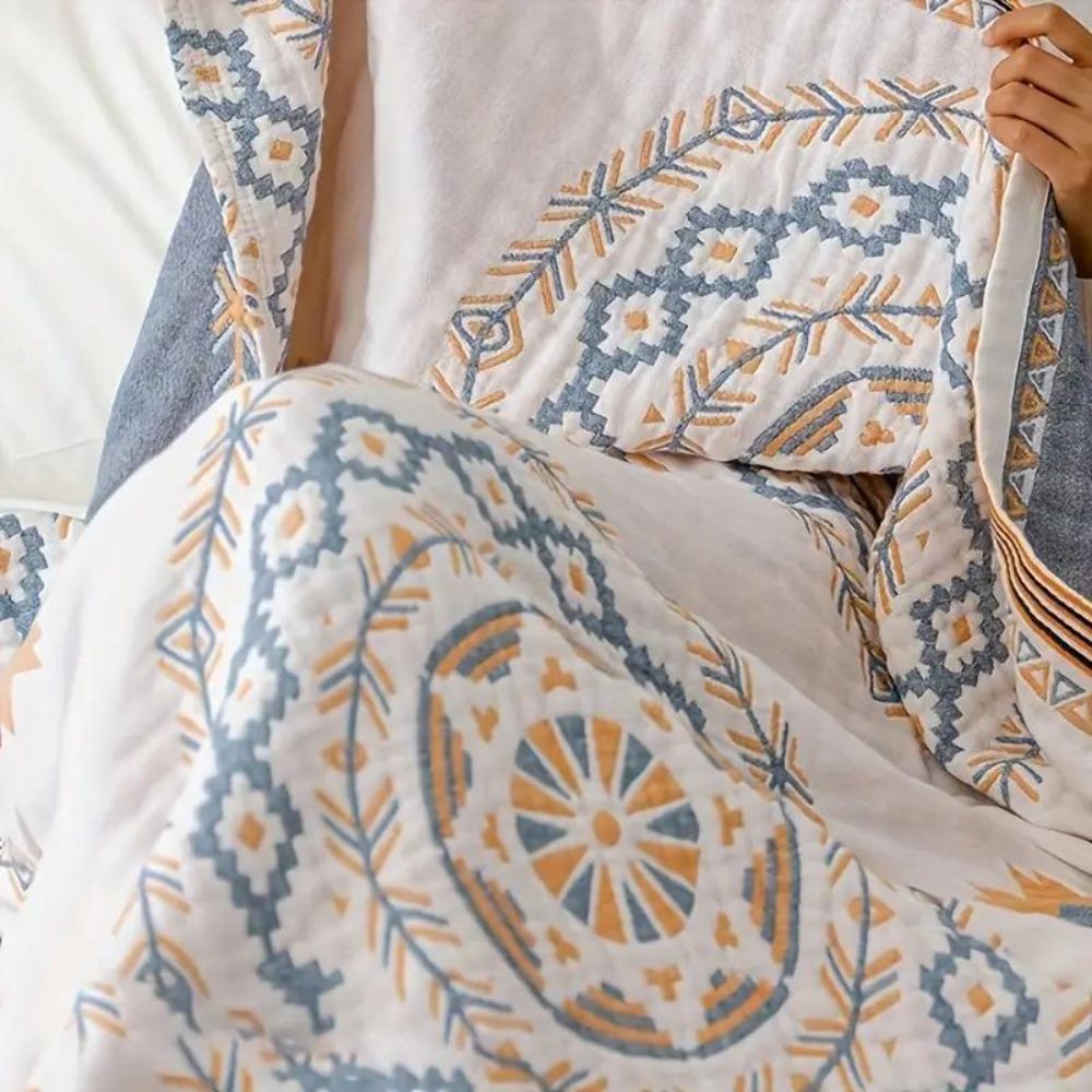 Serene Mandala - 100% Cotton Boho Throw Blanket, Machine Washable