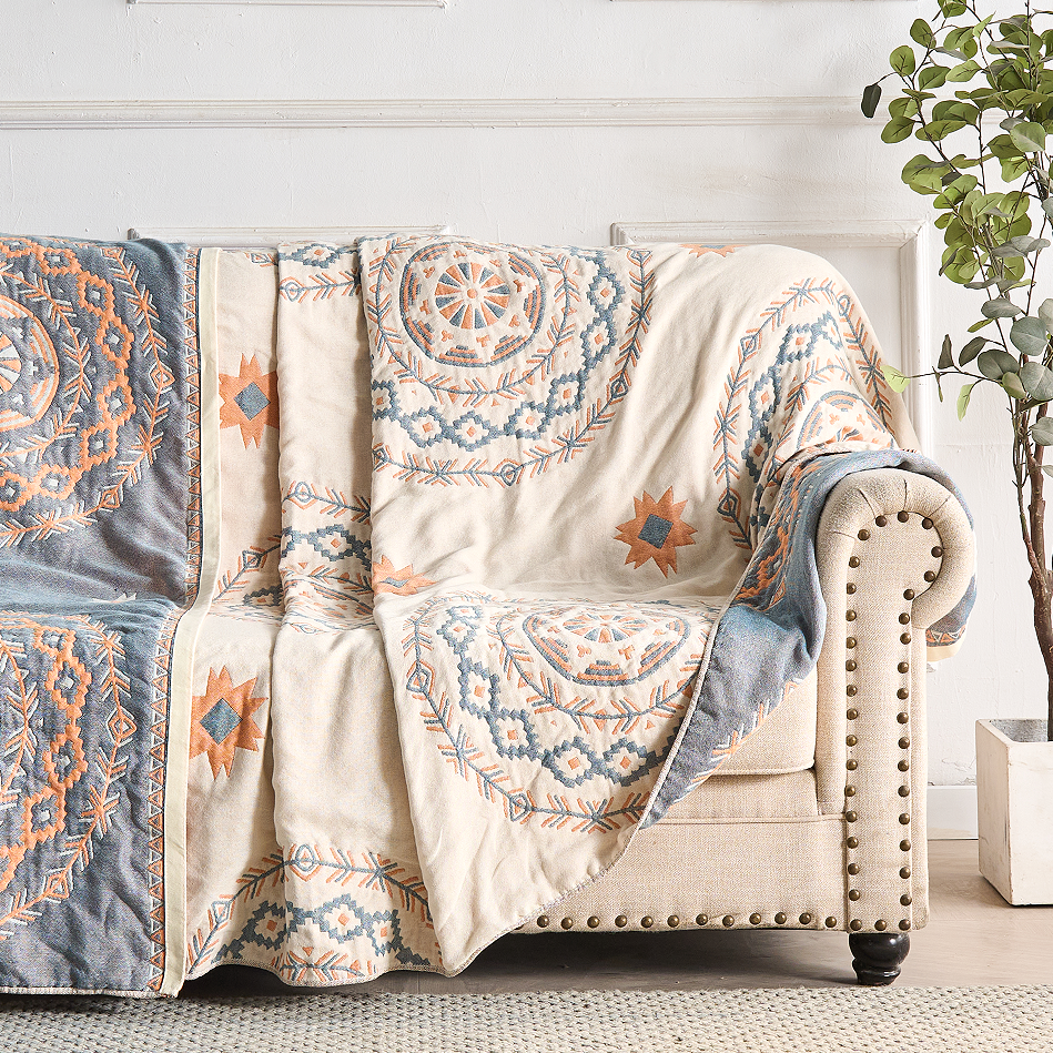 Serene Mandala - 100% Cotton Boho Throw Blanket, Machine Washable